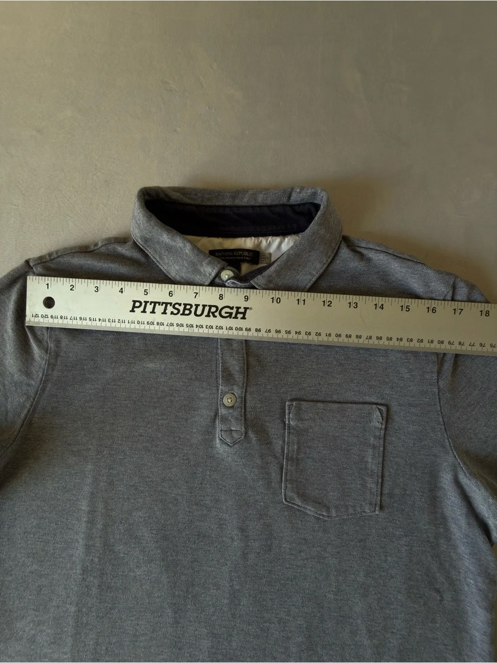 Banana Republic Gray Short-Sleeve Polo with Chest Pocket